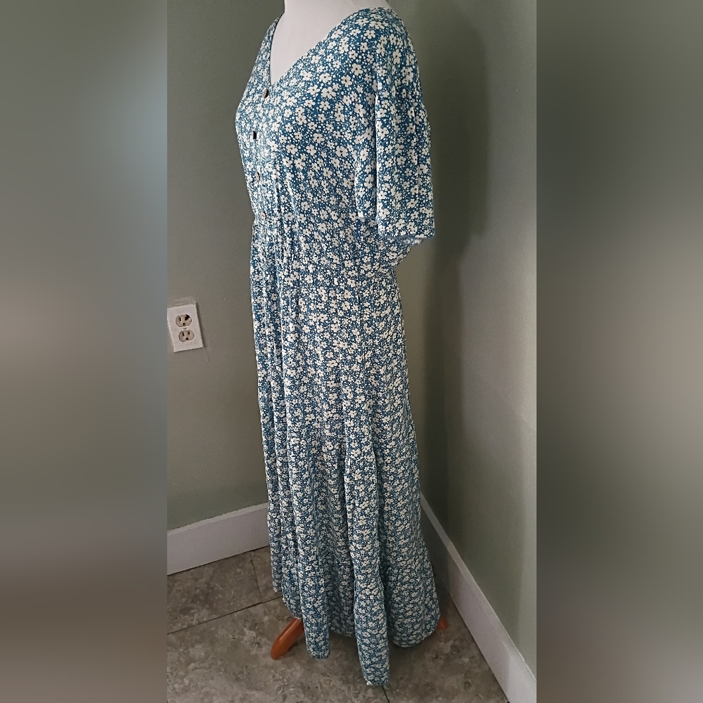 Floral Blue and White Dress